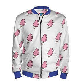 Мужской бомбер 3D с принтом Мороженое розовое в Петрозаводске, 100% полиэстер | застегивается на молнию, по бокам два кармана без застежек, по низу бомбера и на воротнике - эластичная резинка | ice cream | мода | мороженое | тренд