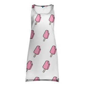 Платье-майка 3D с принтом Мороженое розовое в Петрозаводске, 100% полиэстер | полуприлегающий силуэт, широкие бретели, круглый вырез горловины, удлиненный подол сзади. | ice cream | мода | мороженое | тренд