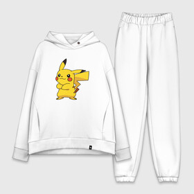 Женский костюм хлопок Oversize с принтом Насупившийся Пикачу в Петрозаводске,  |  | pikachu | pokemon | пикачу | покемон