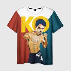 Мужская футболка 3D с принтом KO в Петрозаводске, 100% полиэфир | прямой крой, круглый вырез горловины, длина до линии бедер | мэнни пакьяо