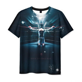 Мужская футболка 3D с принтом Give us this day! в Петрозаводске, 100% полиэфир | прямой крой, круглый вырез горловины, длина до линии бедер | мэнни пакьяо