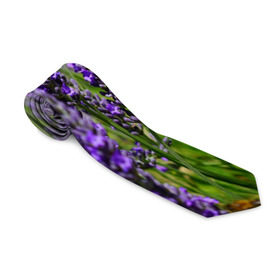 Галстук 3D с принтом Лаванда в Петрозаводске, 100% полиэстер | Длина 148 см; Плотность 150-180 г/м2 | зеленый | зелень | лаванда | лето | поле | природа | синий | цветы
