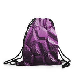 Рюкзак-мешок 3D с принтом Каменная кладка фиолетовая в Петрозаводске, 100% полиэстер | плотность ткани — 200 г/м2, размер — 35 х 45 см; лямки — толстые шнурки, застежка на шнуровке, без карманов и подкладки | 