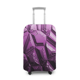 Чехол для чемодана 3D с принтом Каменная кладка фиолетовая в Петрозаводске, 86% полиэфир, 14% спандекс | двустороннее нанесение принта, прорези для ручек и колес | Тематика изображения на принте: 