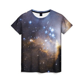 Женская футболка 3D с принтом Вселенная в Петрозаводске, 100% полиэфир ( синтетическое хлопкоподобное полотно) | прямой крой, круглый вырез горловины, длина до линии бедер | вселенная | галактика | звёзды | космическое пространство | космос | созвездие