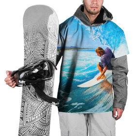 Накидка на куртку 3D с принтом Лето в Петрозаводске, 100% полиэстер |  | берег | волна | лето | море | отдых | серфинг