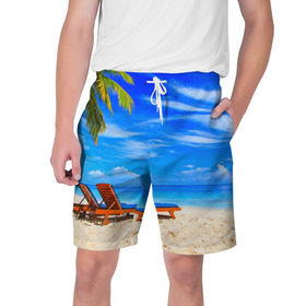 Мужские шорты 3D с принтом Лето в Петрозаводске,  полиэстер 100% | прямой крой, два кармана без застежек по бокам. Мягкая трикотажная резинка на поясе, внутри которой широкие завязки. Длина чуть выше колен | берег | лето | море | отдых
