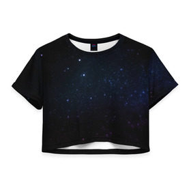 Женская футболка 3D укороченная с принтом Deep Space в Петрозаводске, 100% полиэстер | круглая горловина, длина футболки до линии талии, рукава с отворотами | star | звезды