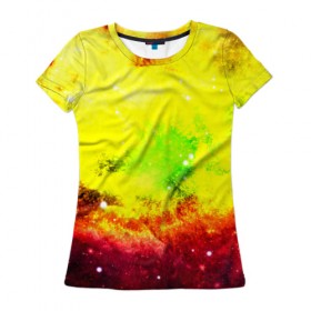 Женская футболка 3D с принтом Космический взрыв в Петрозаводске, 100% полиэфир ( синтетическое хлопкоподобное полотно) | прямой крой, круглый вырез горловины, длина до линии бедер | вселенная | галактика | звезды
