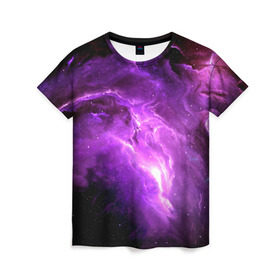 Женская футболка 3D с принтом cosmos в Петрозаводске, 100% полиэфир ( синтетическое хлопкоподобное полотно) | прямой крой, круглый вырез горловины, длина до линии бедер | вселенная | галактика | звезды