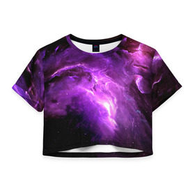 Женская футболка 3D укороченная с принтом cosmos в Петрозаводске, 100% полиэстер | круглая горловина, длина футболки до линии талии, рукава с отворотами | вселенная | галактика | звезды