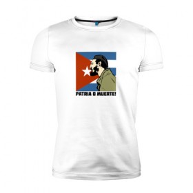Мужская футболка премиум с принтом Фидель Кастро в Петрозаводске, 92% хлопок, 8% лайкра | приталенный силуэт, круглый вырез ворота, длина до линии бедра, короткий рукав | Тематика изображения на принте: 
