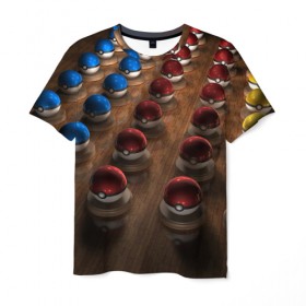 Мужская футболка 3D с принтом Wood в Петрозаводске, 100% полиэфир | прямой крой, круглый вырез горловины, длина до линии бедер | bulbasaur | pikachu | pokemon | squirtle | бальбазар | пикачу | покемон | сквиртл