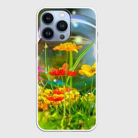 Чехол для iPhone 13 Pro с принтом Flowers в Петрозаводске,  |  | Тематика изображения на принте: арт | краска | лето | лучи | любовь | новинки | популярные | природа | рисунки | свет | цветы