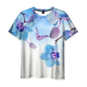 Мужская футболка 3D с принтом Flowers в Петрозаводске, 100% полиэфир | прямой крой, круглый вырез горловины, длина до линии бедер | арт | краска | лето | лучи | любовь | новинки | популярные | природа | рисунки | свет | цветы