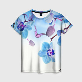 Женская футболка 3D с принтом Flowers в Петрозаводске, 100% полиэфир ( синтетическое хлопкоподобное полотно) | прямой крой, круглый вырез горловины, длина до линии бедер | арт | краска | лето | лучи | любовь | новинки | популярные | природа | рисунки | свет | цветы