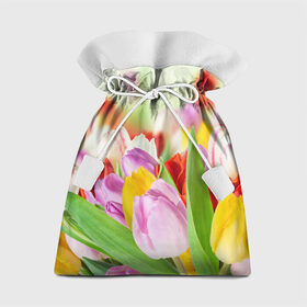Подарочный 3D мешок с принтом Мир тюльпанов в Петрозаводске, 100% полиэстер | Размер: 29*39 см | Тематика изображения на принте: арт | краска | лето | лучи | любовь | новинки | популярные | природа | рисунки | свет | цветы