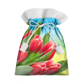 Подарочный 3D мешок с принтом Полевые тюльпаны в Петрозаводске, 100% полиэстер | Размер: 29*39 см | Тематика изображения на принте: арт | краска | лето | лучи | любовь | новинки | популярные | природа | рисунки | свет | цветы