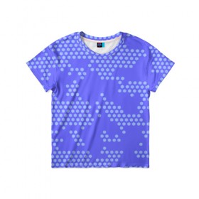 Детская футболка 3D с принтом Кибер камуфляж 7 в Петрозаводске, 100% гипоаллергенный полиэфир | прямой крой, круглый вырез горловины, длина до линии бедер, чуть спущенное плечо, ткань немного тянется | пиксели | сиреневый | точки