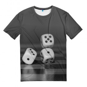 Мужская футболка 3D с принтом Игральные кости в Петрозаводске, 100% полиэфир | прямой крой, круглый вырез горловины, длина до линии бедер | Тематика изображения на принте: кубик