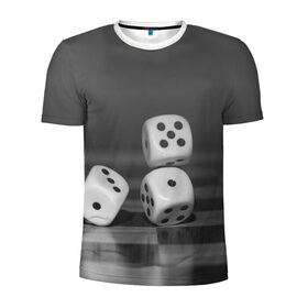 Мужская футболка 3D спортивная с принтом Игральные кости в Петрозаводске, 100% полиэстер с улучшенными характеристиками | приталенный силуэт, круглая горловина, широкие плечи, сужается к линии бедра | Тематика изображения на принте: кубик