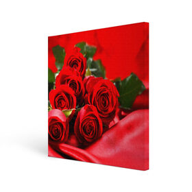 Холст квадратный с принтом Розы в Петрозаводске, 100% ПВХ |  | Тематика изображения на принте: букет | красная | лепесток | разноцветная | роза | цветок
