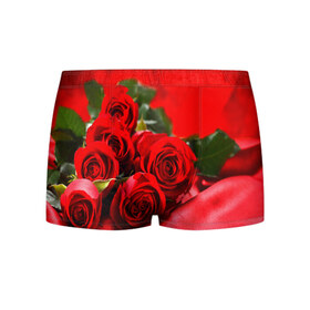 Мужские трусы 3D с принтом Розы в Петрозаводске, 50% хлопок, 50% полиэстер | классическая посадка, на поясе мягкая тканевая резинка | букет | красная | лепесток | разноцветная | роза | цветок