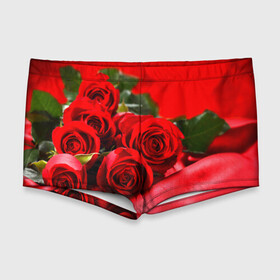 Мужские купальные плавки 3D с принтом Розы в Петрозаводске, Полиэстер 85%, Спандекс 15% |  | букет | красная | лепесток | разноцветная | роза | цветок