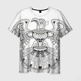 Мужская футболка 3D с принтом Орел Апачи в Петрозаводске, 100% полиэфир | прямой крой, круглый вырез горловины, длина до линии бедер | апачи | вождь | воин | животные | запад | канада | лидер | лицо | северная | смешные | талисман | цвет