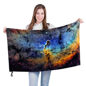 Флаг 3D с принтом Nebula in Space в Петрозаводске, 100% полиэстер | плотность ткани — 95 г/м2, размер — 67 х 109 см. Принт наносится с одной стороны | 