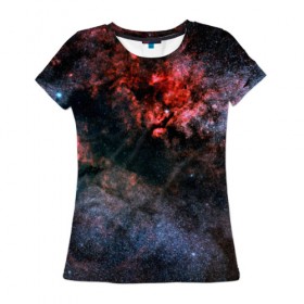 Женская футболка 3D с принтом Nebula Star в Петрозаводске, 100% полиэфир ( синтетическое хлопкоподобное полотно) | прямой крой, круглый вырез горловины, длина до линии бедер | вселенная | галактика | звезды | туманность