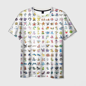Мужская футболка 3D с принтом Wall в Петрозаводске, 100% полиэфир | прямой крой, круглый вырез горловины, длина до линии бедер | bulbasaur | pikachu | pokemon | squirtle | бальбазар | пикачу | покемон | сквиртл