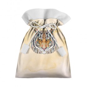 Подарочный 3D мешок с принтом Тигр 2 в Петрозаводске, 100% полиэстер | Размер: 29*39 см | тигр