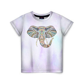 Детская футболка 3D с принтом Слон в Петрозаводске, 100% гипоаллергенный полиэфир | прямой крой, круглый вырез горловины, длина до линии бедер, чуть спущенное плечо, ткань немного тянется | Тематика изображения на принте: слон