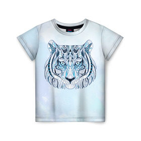 Детская футболка 3D с принтом Тигр в Петрозаводске, 100% гипоаллергенный полиэфир | прямой крой, круглый вырез горловины, длина до линии бедер, чуть спущенное плечо, ткань немного тянется | Тематика изображения на принте: тигр