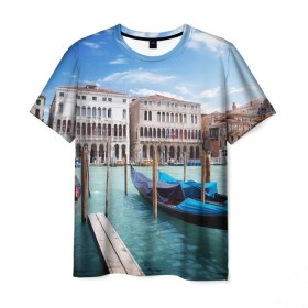 Мужская футболка 3D с принтом Италия (Венеция) в Петрозаводске, 100% полиэфир | прямой крой, круглый вырез горловины, длина до линии бедер | europe | italy | venice | венеция | вода | европа | ес | италия | каникулы | лодки | отдых | отпуск | солнце | туризм