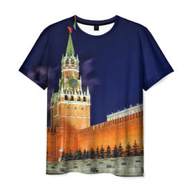 Мужская футболка 3D с принтом Кремль в Петрозаводске, 100% полиэфир | прямой крой, круглый вырез горловины, длина до линии бедер | moscow | russia | гордость | кремль | москва | отечество | родина | россия | столица