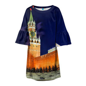Детское платье 3D с принтом Кремль в Петрозаводске, 100% полиэстер | прямой силуэт, чуть расширенный к низу. Круглая горловина, на рукавах — воланы | moscow | russia | гордость | кремль | москва | отечество | родина | россия | столица