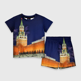 Детский костюм с шортами 3D с принтом Кремль в Петрозаводске,  |  | moscow | russia | гордость | кремль | москва | отечество | родина | россия | столица