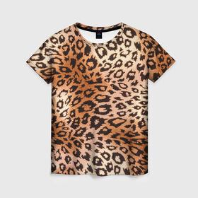 Женская футболка 3D с принтом Леопардовая шкура в Петрозаводске, 100% полиэфир ( синтетическое хлопкоподобное полотно) | прямой крой, круглый вырез горловины, длина до линии бедер | гепард | гламур | леопард | мода | роскошь | шерсть