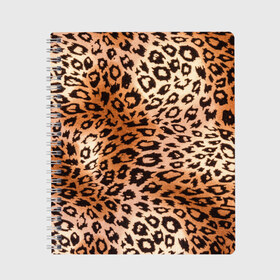 Тетрадь с принтом Леопардовая шкура в Петрозаводске, 100% бумага | 48 листов, плотность листов — 60 г/м2, плотность картонной обложки — 250 г/м2. Листы скреплены сбоку удобной пружинной спиралью. Уголки страниц и обложки скругленные. Цвет линий — светло-серый
 | гепард | гламур | леопард | мода | роскошь | шерсть