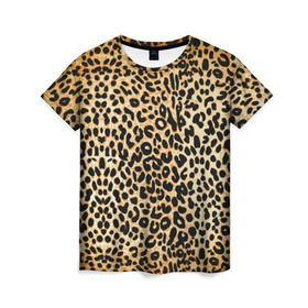 Женская футболка 3D с принтом Гепард (шкура) в Петрозаводске, 100% полиэфир ( синтетическое хлопкоподобное полотно) | прямой крой, круглый вырез горловины, длина до линии бедер | гепард | гламур | леопард | мода | пятна | роскошь | ткань | точки | шерсть