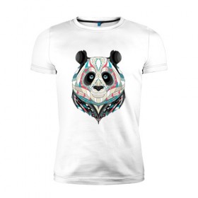 Мужская футболка премиум с принтом Панда в Петрозаводске, 92% хлопок, 8% лайкра | приталенный силуэт, круглый вырез ворота, длина до линии бедра, короткий рукав | панда