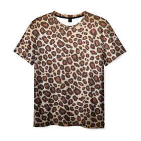 Мужская футболка 3D с принтом Шкура гепарда в Петрозаводске, 100% полиэфир | прямой крой, круглый вырез горловины, длина до линии бедер | Тематика изображения на принте: гепард | гламур | леопард | мода | пятна | роскошь | ткань | точки | шерсть
