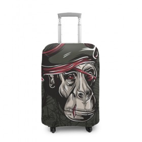 Чехол для чемодана 3D с принтом Старый пират в Петрозаводске, 86% полиэфир, 14% спандекс | двустороннее нанесение принта, прорези для ручек и колес | Тематика изображения на принте: обезьяна | шимпанзе