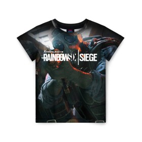 Детская футболка 3D с принтом Rainbow six | Siege в Петрозаводске, 100% гипоаллергенный полиэфир | прямой крой, круглый вырез горловины, длина до линии бедер, чуть спущенное плечо, ткань немного тянется | boom | fire | rainbowsix | siege | tom clansys