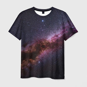 Мужская футболка 3D с принтом Млечный путь в Петрозаводске, 100% полиэфир | прямой крой, круглый вырез горловины, длина до линии бедер | вселенная | галактика | звёзды | космическое пространство | космос | созвездие