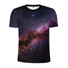 Мужская футболка 3D спортивная с принтом Млечный путь в Петрозаводске, 100% полиэстер с улучшенными характеристиками | приталенный силуэт, круглая горловина, широкие плечи, сужается к линии бедра | вселенная | галактика | звёзды | космическое пространство | космос | созвездие