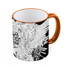 Кружка 3D с принтом Ангел мира в Петрозаводске, керамика | ёмкость 330 мл | ангел | белое | девушка | киборг | крылья | новинки | текстуры | цветы | черное