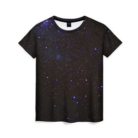 Женская футболка 3D с принтом Космос в Петрозаводске, 100% полиэфир ( синтетическое хлопкоподобное полотно) | прямой крой, круглый вырез горловины, длина до линии бедер | вселенная | галактика | звезды | космос | млечный путь | ночь | планеты